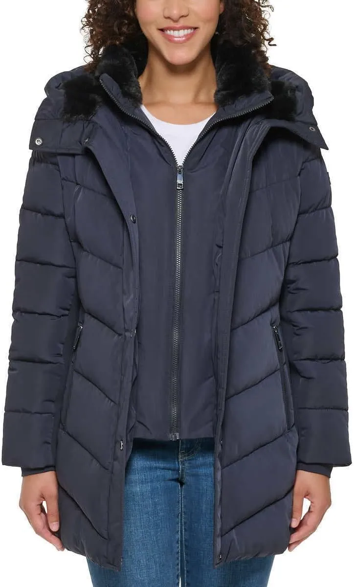 Andrew Marc Women's Mixed Media Hooded Puffer Jacket