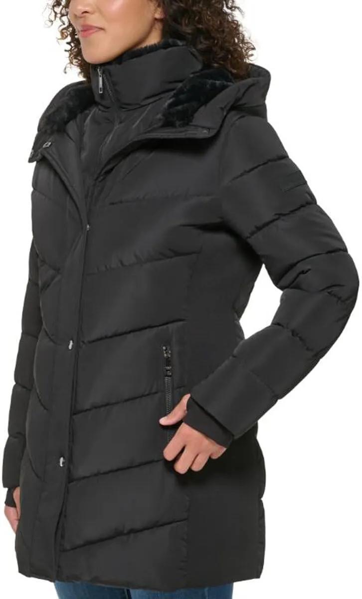 Andrew Marc Women's Mixed Media Hooded Puffer Jacket