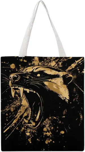 Anger Honey-Badger Roaring Tote Bag Canvas Handbags Large Shoulder Bag Shopping Grocery Bags for Work Travel Shopping