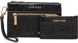 Anne Klein Ak 2 Piece Gift Set with Rhinestone Zip Clutch and Card Case