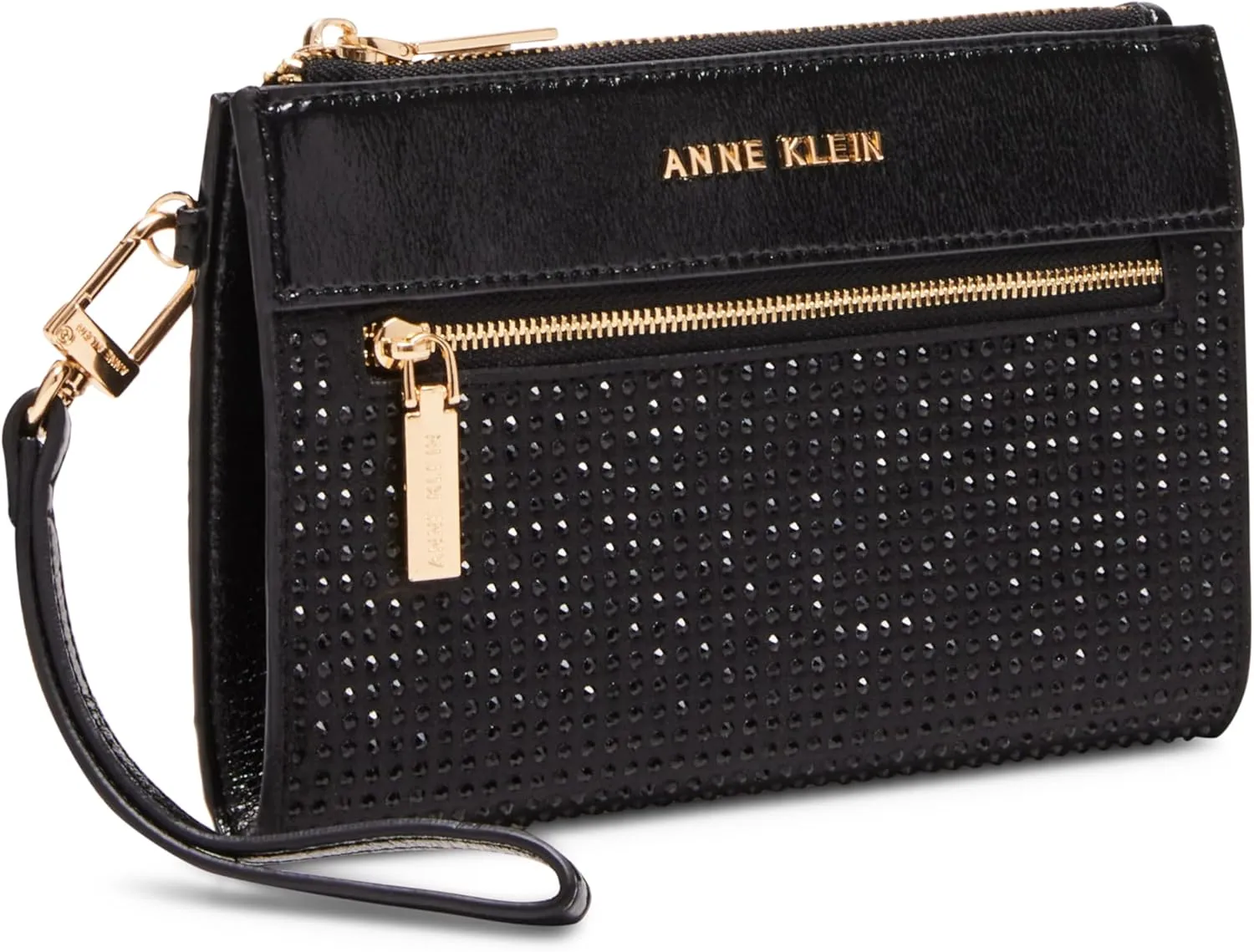 Anne Klein Ak 2 Piece Gift Set with Rhinestone Zip Clutch and Card Case