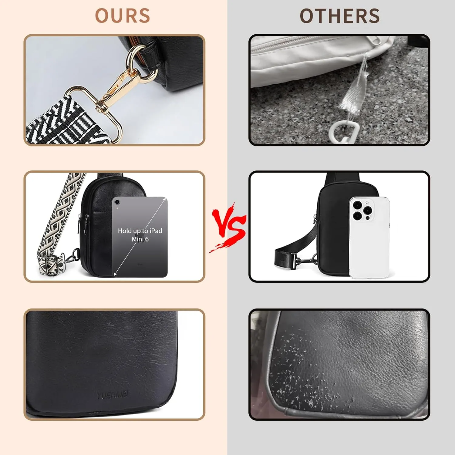 Anti Theft Crossbody Sling Bag for Women Trendy, Small Vegan Leather Cross body Fanny Chest Bag for Traveling