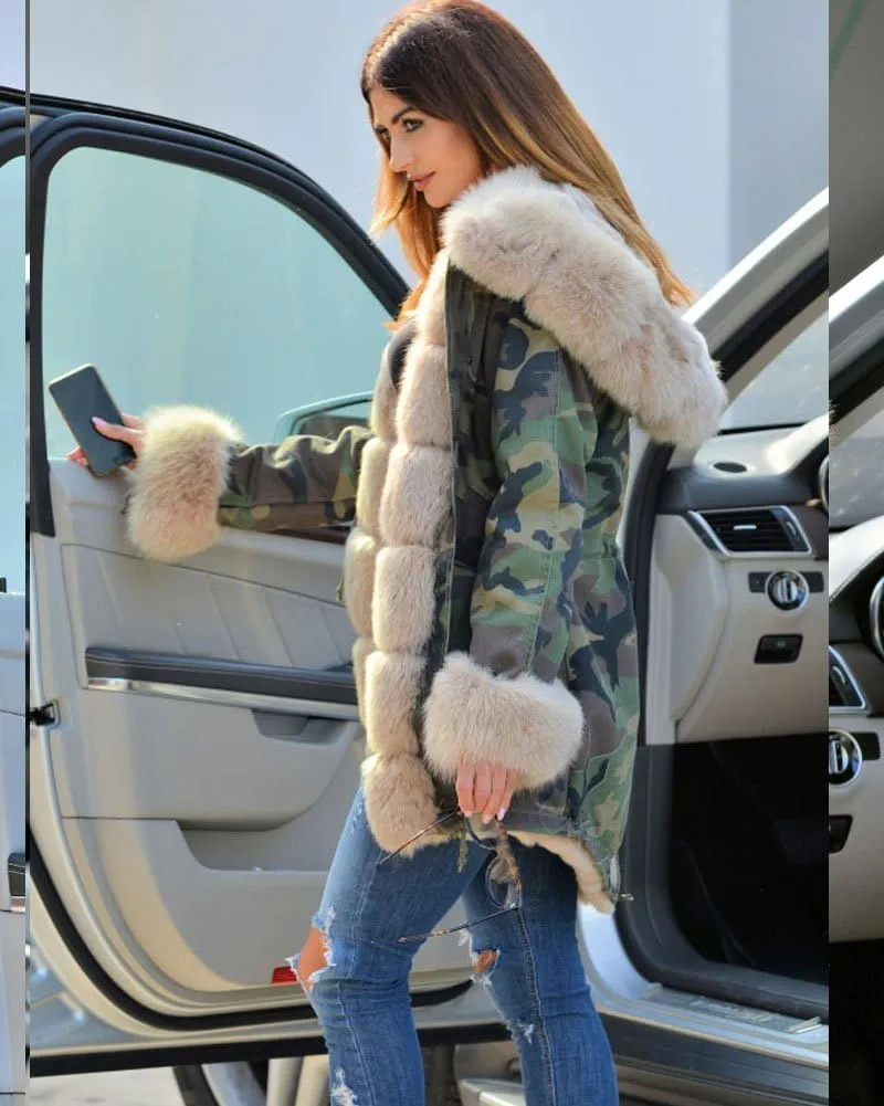 Aofur Womens Hooded Faux Fur Lined Warm Coats Parkas Anoraks Outwear Winter Long Jackets