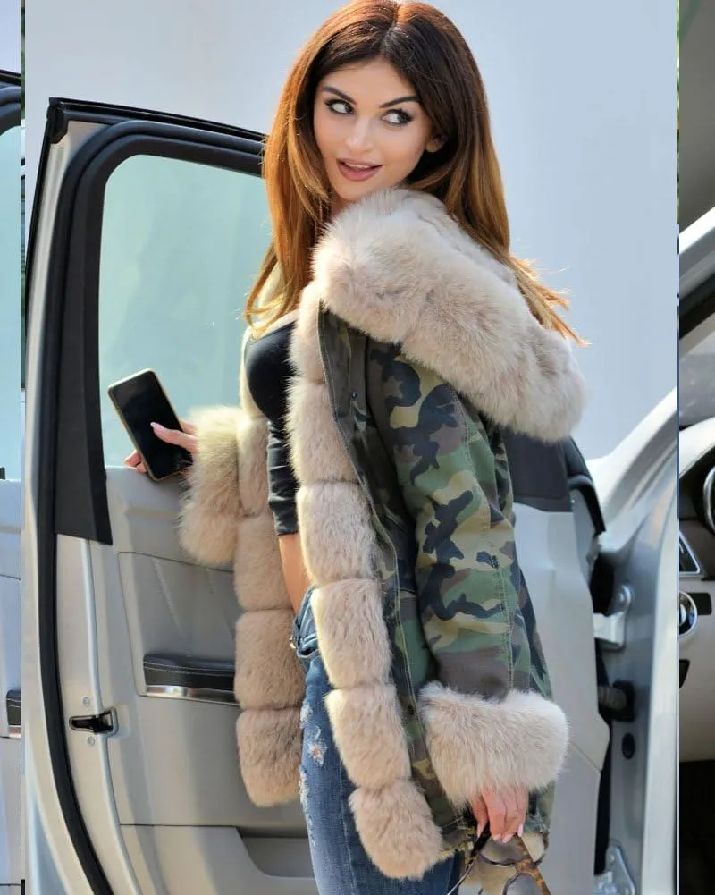 Aofur Womens Hooded Faux Fur Lined Warm Coats Parkas Anoraks Outwear Winter Long Jackets