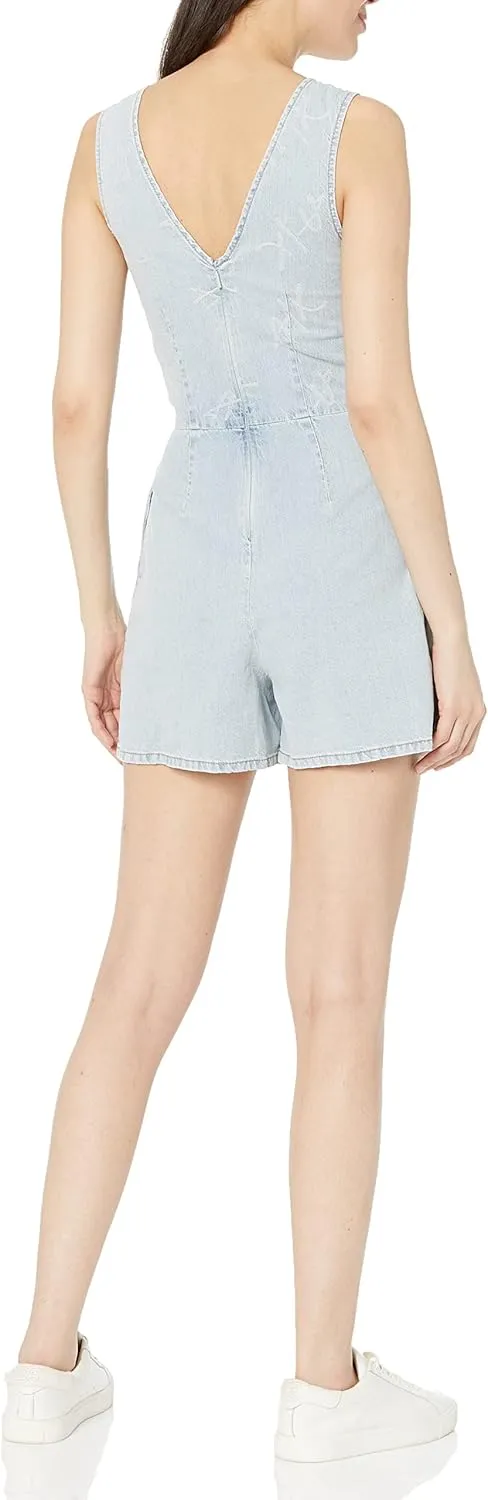Armani Exchange womens Sleeveless Denim Mini Jumpsuit