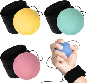 ArtCreativity 2.25" Foam Return Balls Set of 4, Durable Rebound Balls with String, Assorted Colors, Fun Sports Toy for Kids, Party Favors, Gift Idea for Boys & Girls, Great for Solo or Group Play