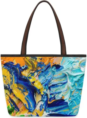 Artist Palette Tote Bag Tote for Women Zipper Womens Handbags Tote Bag for Work Shopping Travel