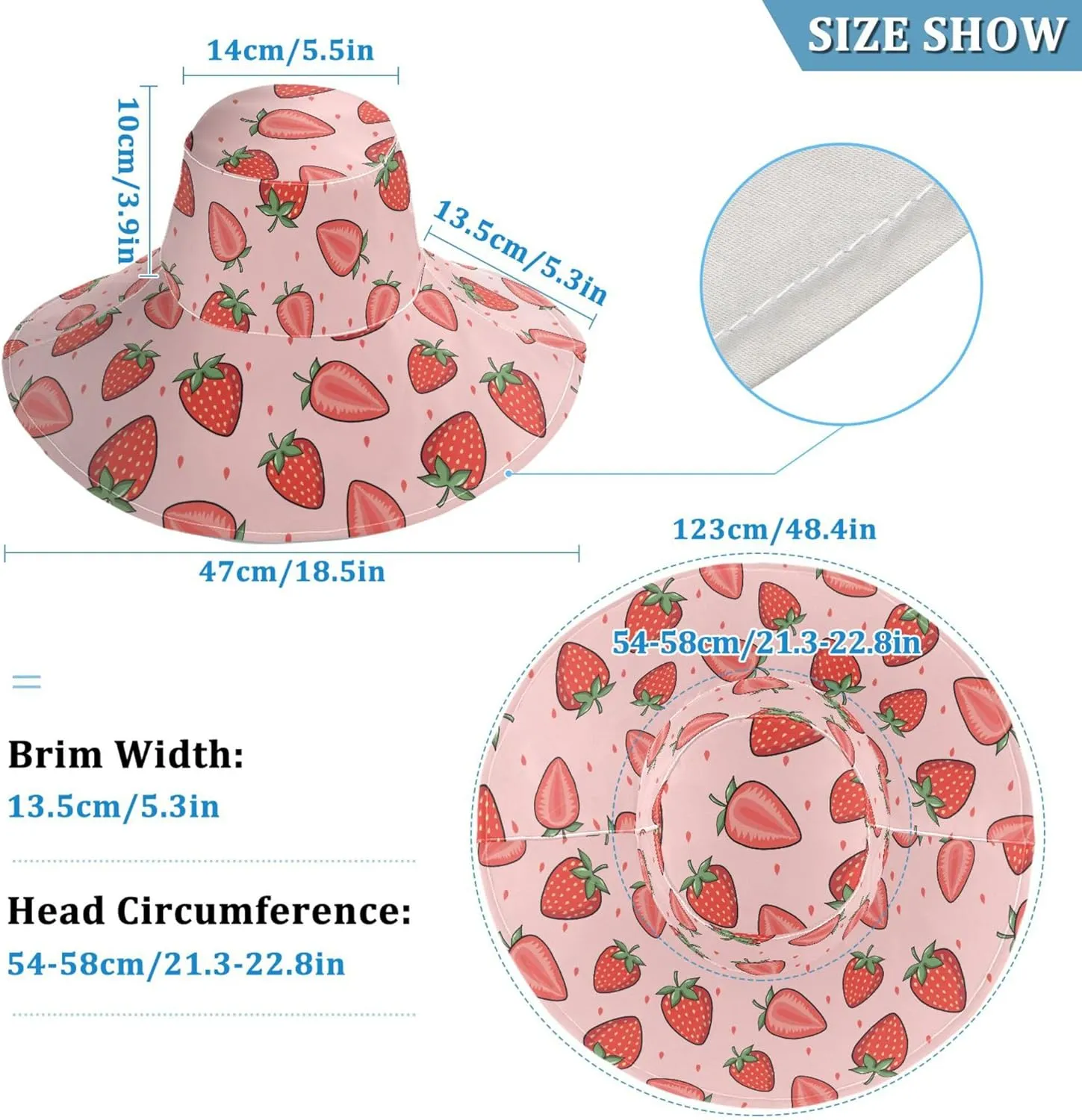 Aslsiy Women Sun Hat Wide Brim Summer Beach Hat Reversible Foldable Chin Strap UV Protection Hat