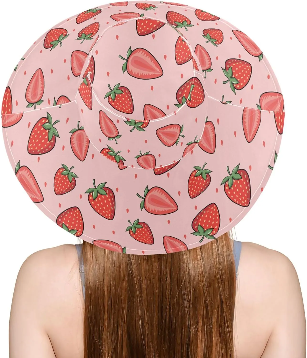 Aslsiy Women Sun Hat Wide Brim Summer Beach Hat Reversible Foldable Chin Strap UV Protection Hat
