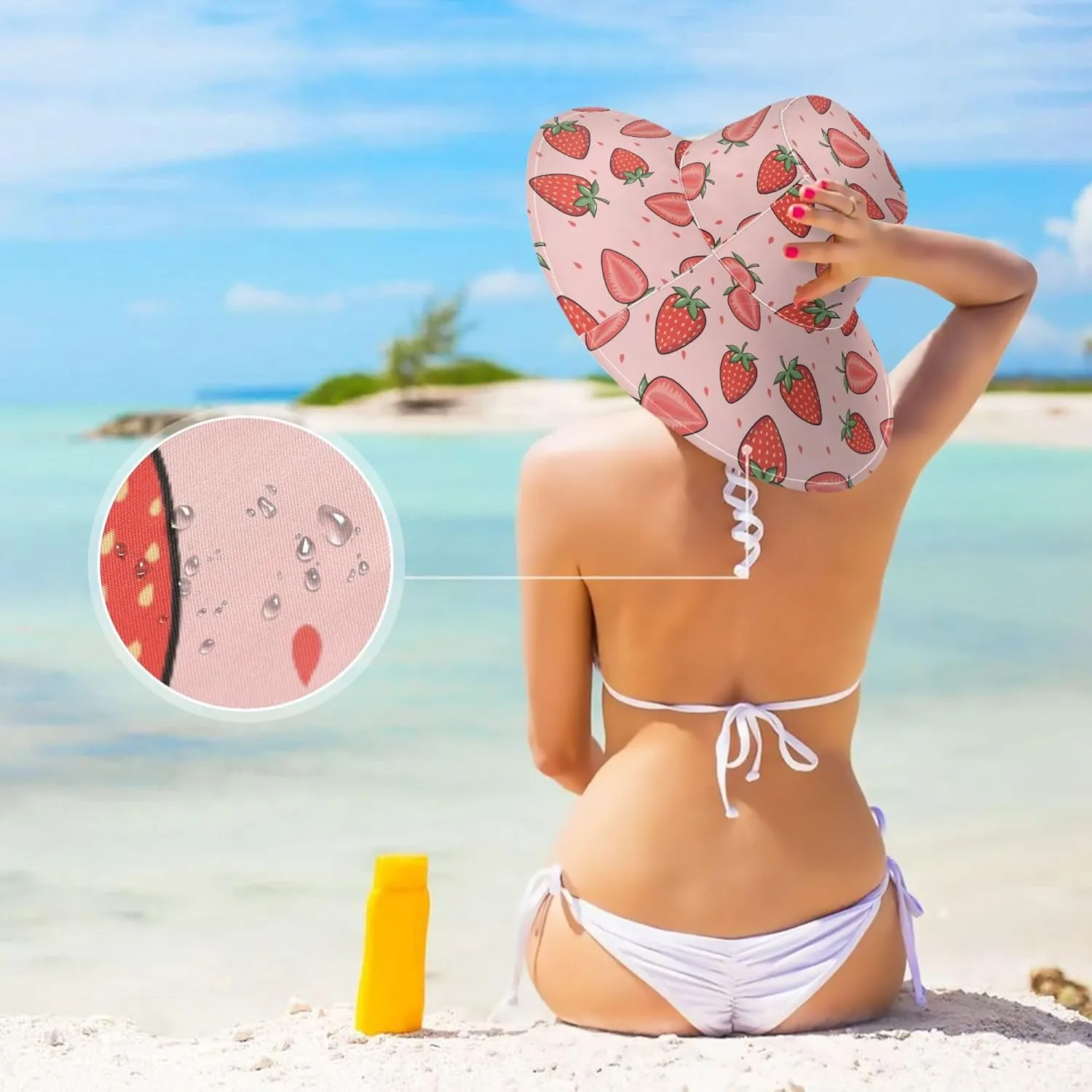 Aslsiy Women Sun Hat Wide Brim Summer Beach Hat Reversible Foldable Chin Strap UV Protection Hat