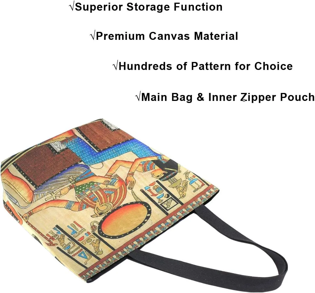 AUUXVA Large Canvas Handbag Canvas Tote Bags Purse Shoulder Shopping Bag with Zipper Pouch
