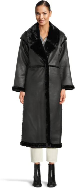 Avec Les Filles Women's Faux Shearling Maxi Coat
