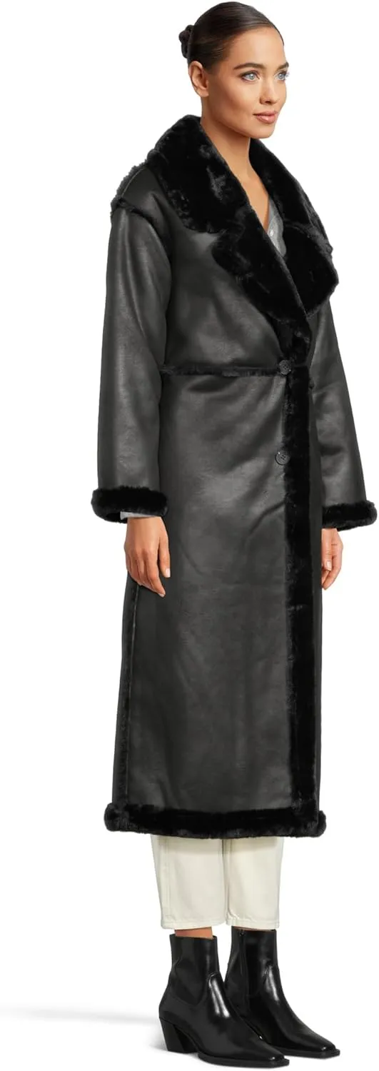 Avec Les Filles Women's Faux Shearling Maxi Coat