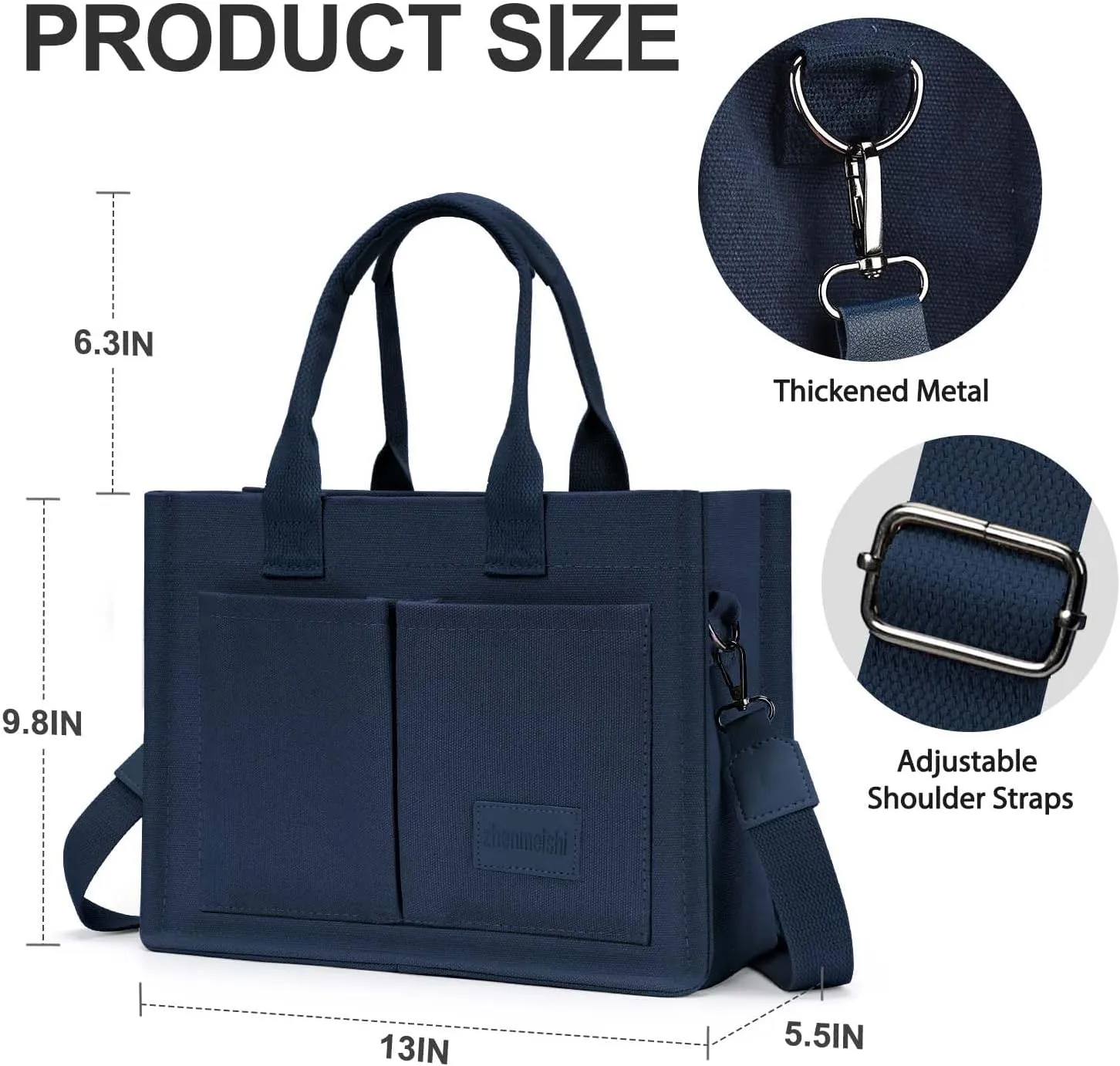Ayieyill Canvas Tote Bag for Women with Pockets Crossbody Bag Tote Shoulder Handbags Casual Work Bags Everything Tote Bag