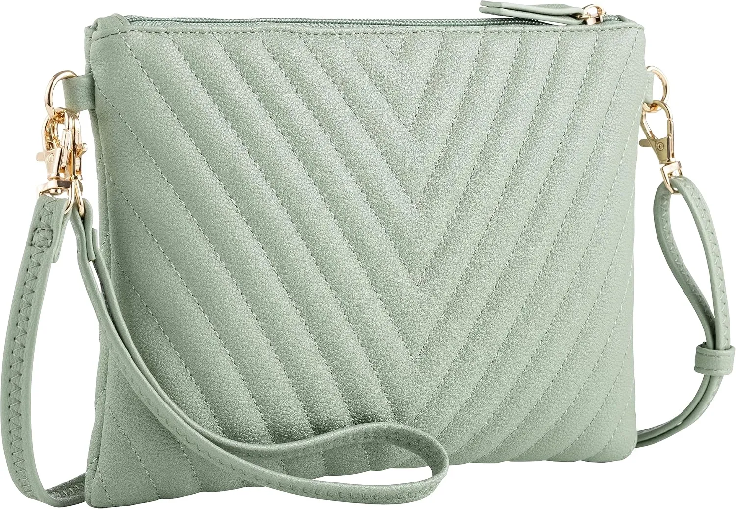 B BRENTANO Chevron Embroidered Crossbody Clutch Bag Pouch with Removable Wristlet & Adjustable Shoulder Strap