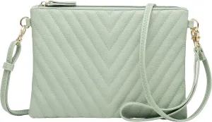 B BRENTANO Chevron Embroidered Crossbody Clutch Bag Pouch with Removable Wristlet & Adjustable Shoulder Strap