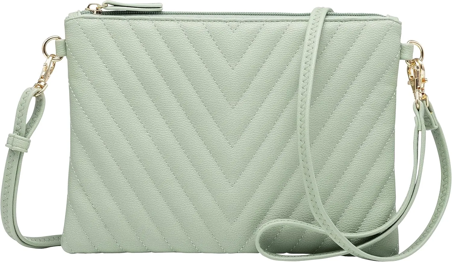 B BRENTANO Chevron Embroidered Crossbody Clutch Bag Pouch with Removable Wristlet & Adjustable Shoulder Strap