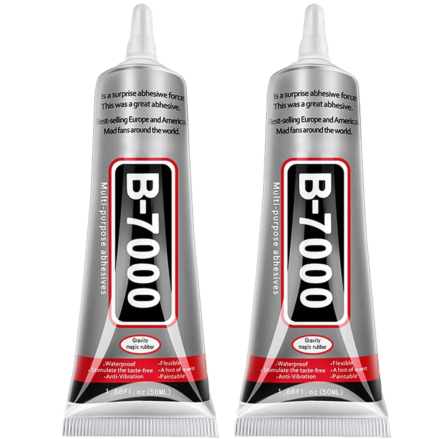 B7000 Adhesive Rhinestones Glue for Crafts, 2PCS 110Ml / 3.7 Fl Oz B7000 Clear Glue with 5 Dotting Pen Tool, Wax Pencil and Tweezer, Jewelry Glue for DIY Craft Makeup Shoes Jewelry Making Nail Art