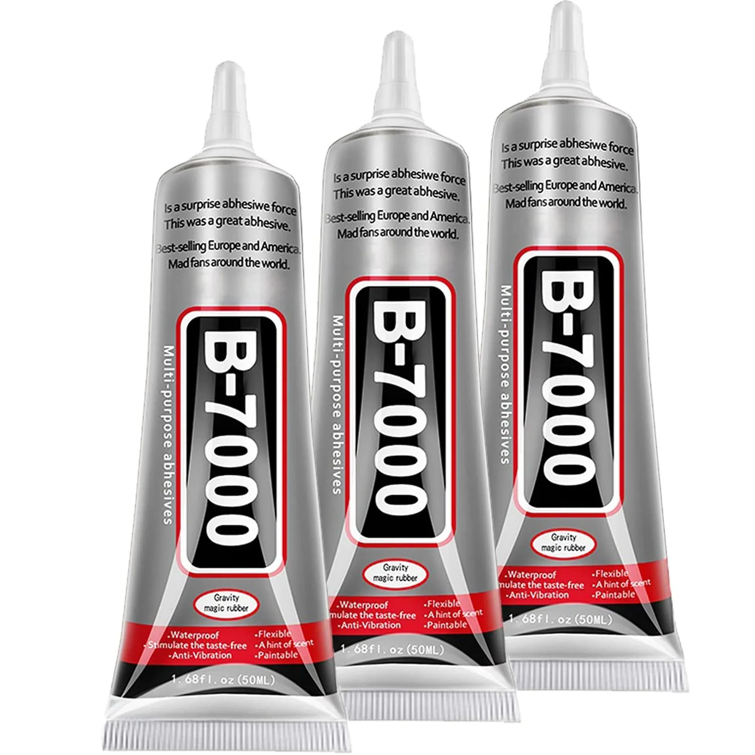 B7000 Adhesive Rhinestones Glue for Crafts, 2PCS 110Ml / 3.7 Fl Oz B7000 Clear Glue with 5 Dotting Pen Tool, Wax Pencil and Tweezer, Jewelry Glue for DIY Craft Makeup Shoes Jewelry Making Nail Art
