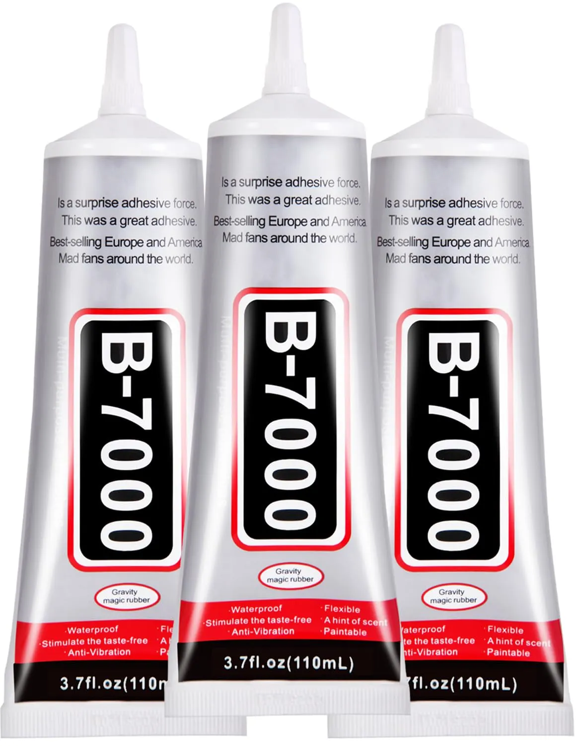 B7000 Adhesive Rhinestones Glue for Crafts, 2PCS 110Ml / 3.7 Fl Oz B7000 Clear Glue with 5 Dotting Pen Tool, Wax Pencil and Tweezer, Jewelry Glue for DIY Craft Makeup Shoes Jewelry Making Nail Art