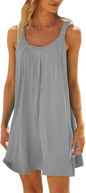Backless Camisole Mini Dress: Ideal for Transitioning from Beach to Boardwalk, A Solid Color Stretchy Swim Cover Up