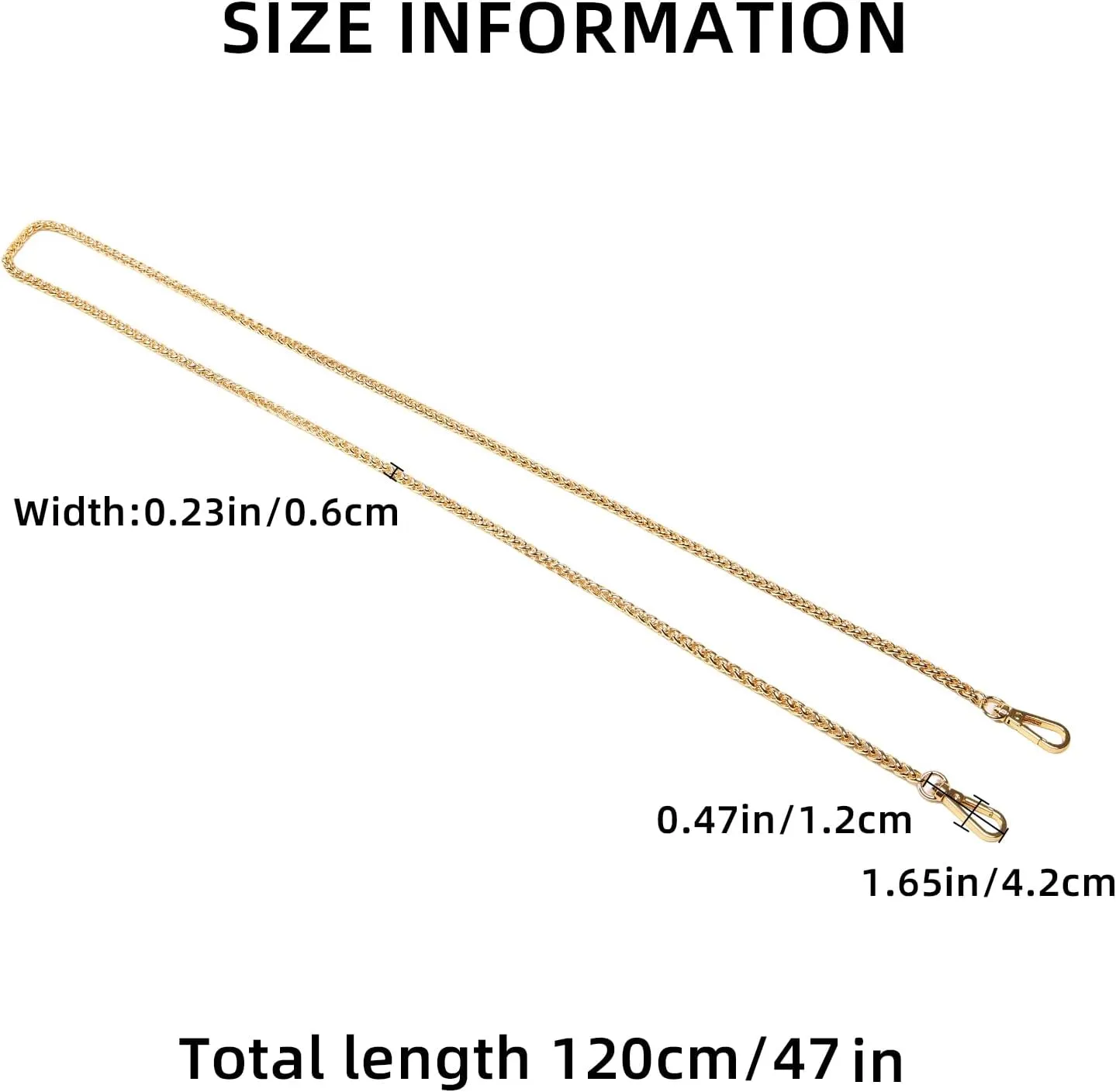 Bag Chain Strap for Handbag Replacement,Gold Purse Chain Accessories Shoulder Straps Crossbody, Wallet Chain with Metal Buckles(Style-3-120CM)