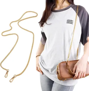 Bag Chain Strap for Handbag Replacement,Gold Purse Chain Accessories Shoulder Straps Crossbody, Wallet Chain with Metal Buckles(Style-3-120CM)