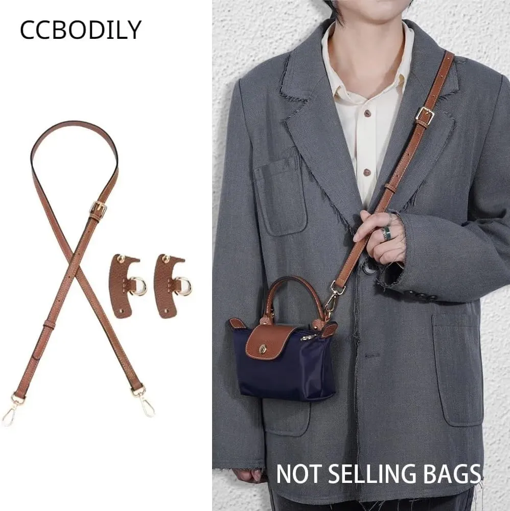 Bag Straps Adjustable Bag Strap for Long Mini Bag Free Punching Modification Transformation Accessories for Mini Bag Shoulder Strap Adjustable Bag Straps(Brown)