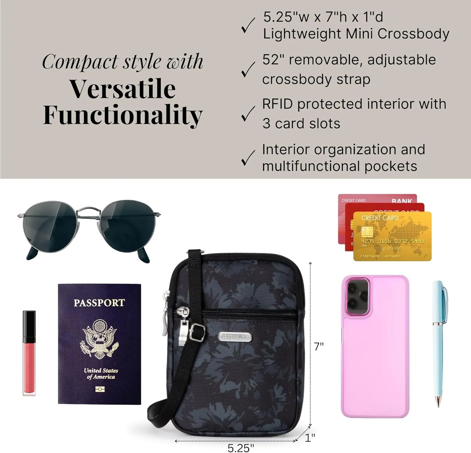 Baggallini Women's Essential Mini Crossbody Bag