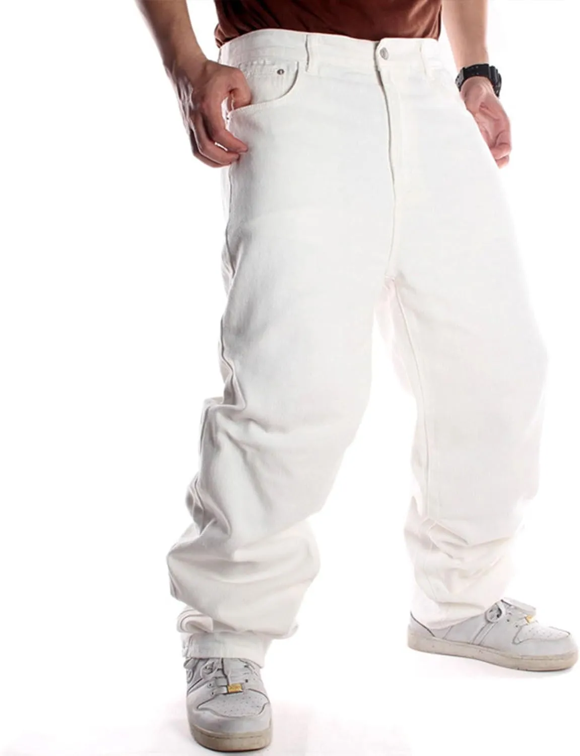 Baggy Pants Y2k Skater Jeans Wide Leg Jeans Men White Oversized Jeans