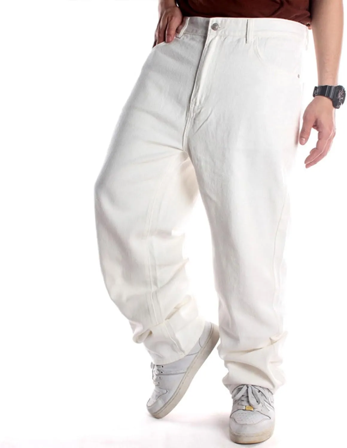 Baggy Pants Y2k Skater Jeans Wide Leg Jeans Men White Oversized Jeans