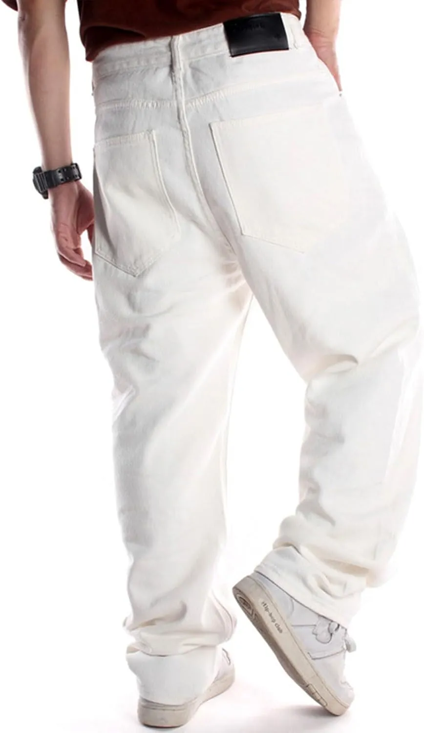 Baggy Pants Y2k Skater Jeans Wide Leg Jeans Men White Oversized Jeans