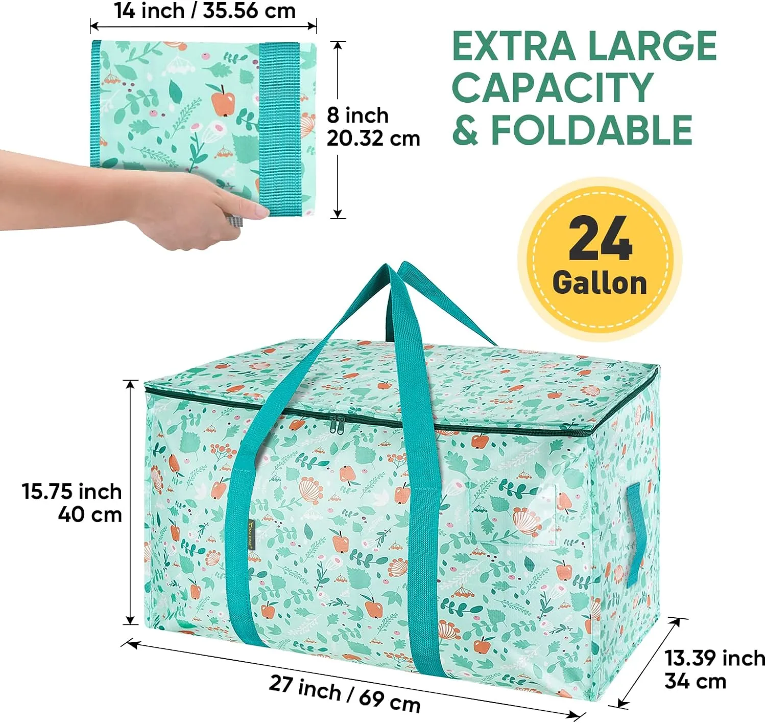 BALEINE 2-Pack Oversized Moving Bags with Reinforced Handles, Heavy-Duty Storage Tote for Clothes, Moving Supplies (Spring Stroll, 2-Pack)