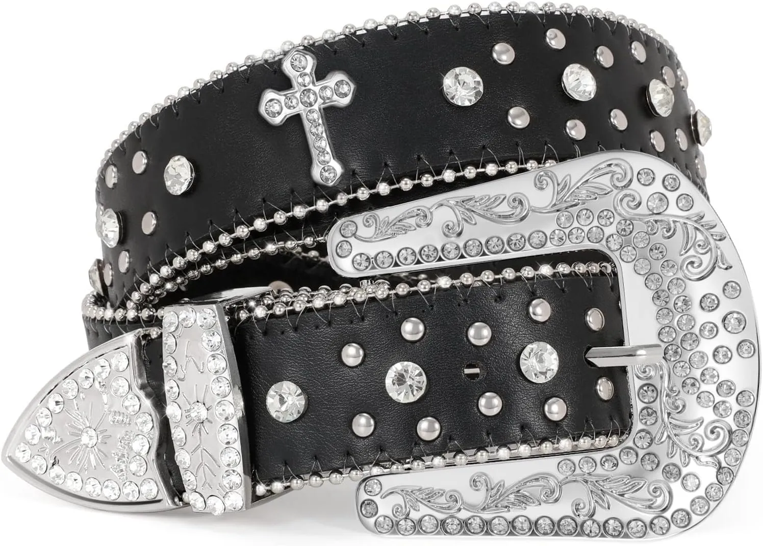 Balteus Sparkly Rhinestone Diamond Sequin Studded Belt for Men & Women - Western Cowgirl Cowboy Style