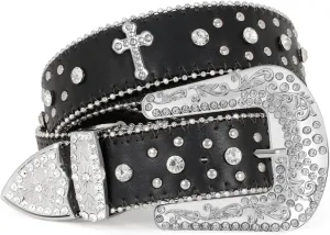Balteus Sparkly Rhinestone Diamond Sequin Studded Belt for Men & Women - Western Cowgirl Cowboy Style