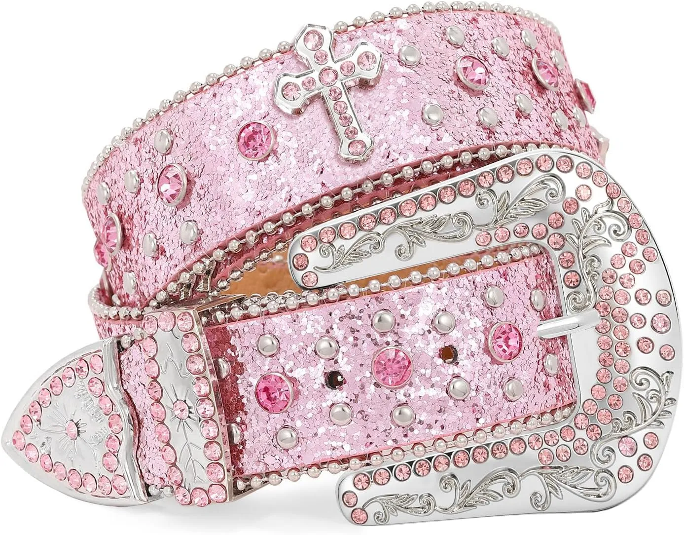Balteus Sparkly Rhinestone Diamond Sequin Studded Belt for Men & Women - Western Cowgirl Cowboy Style