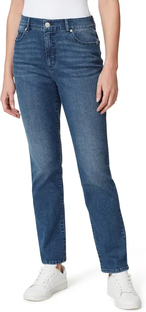 Bandolino Women's Mandie Signature Fit High Rise Straight Leg Jean, Boreray-Embroidered Pocket, 14 Short