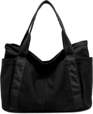 BAPHITY Large Canvas Tote Bag for Women With Pockets,Shoulder Bag Everyday Handbags for Work, Travel Essentials Carry On Bag