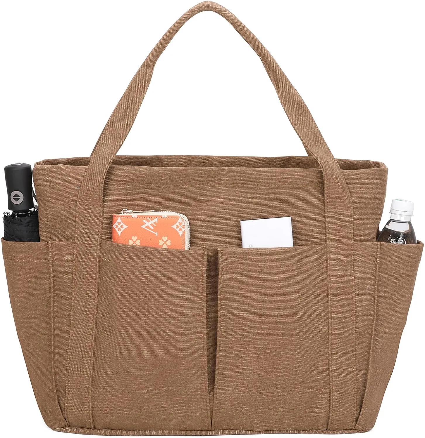 Barsine Large Canvas Tote for Women, Travel Shoulder Bag Top Handle Handbag with Pockets for Gym, Work, Travel