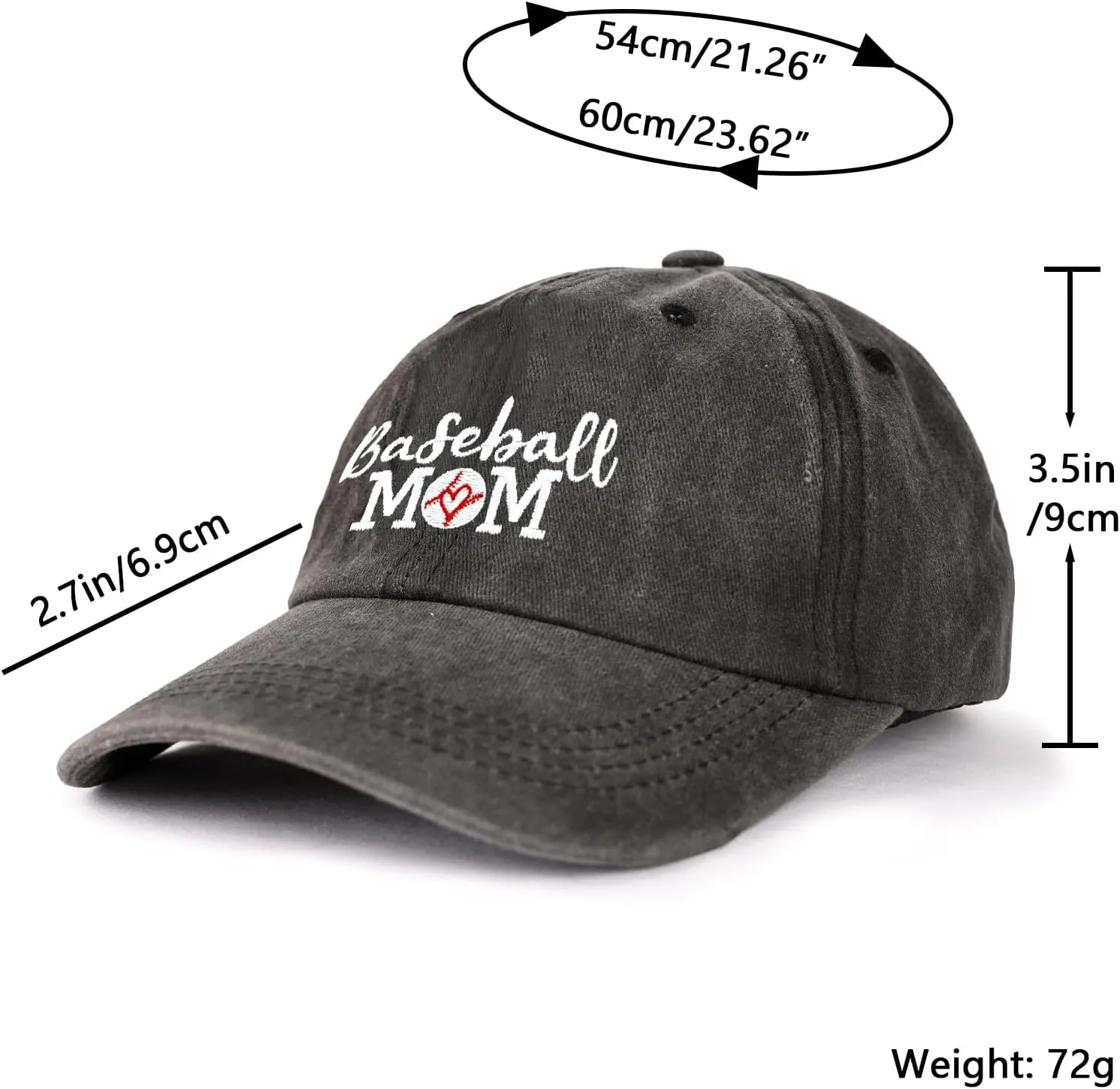 Baseball Cap for Women Men Embroidery Adjustable Washed Distressed Trucker Hat