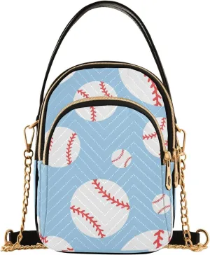 Baseball on Blue Background Design Crossbody Bags Shoulder Bag for Women Stylish Ladies Messenger Bags Cell Phone Purse and Handbags Wallet