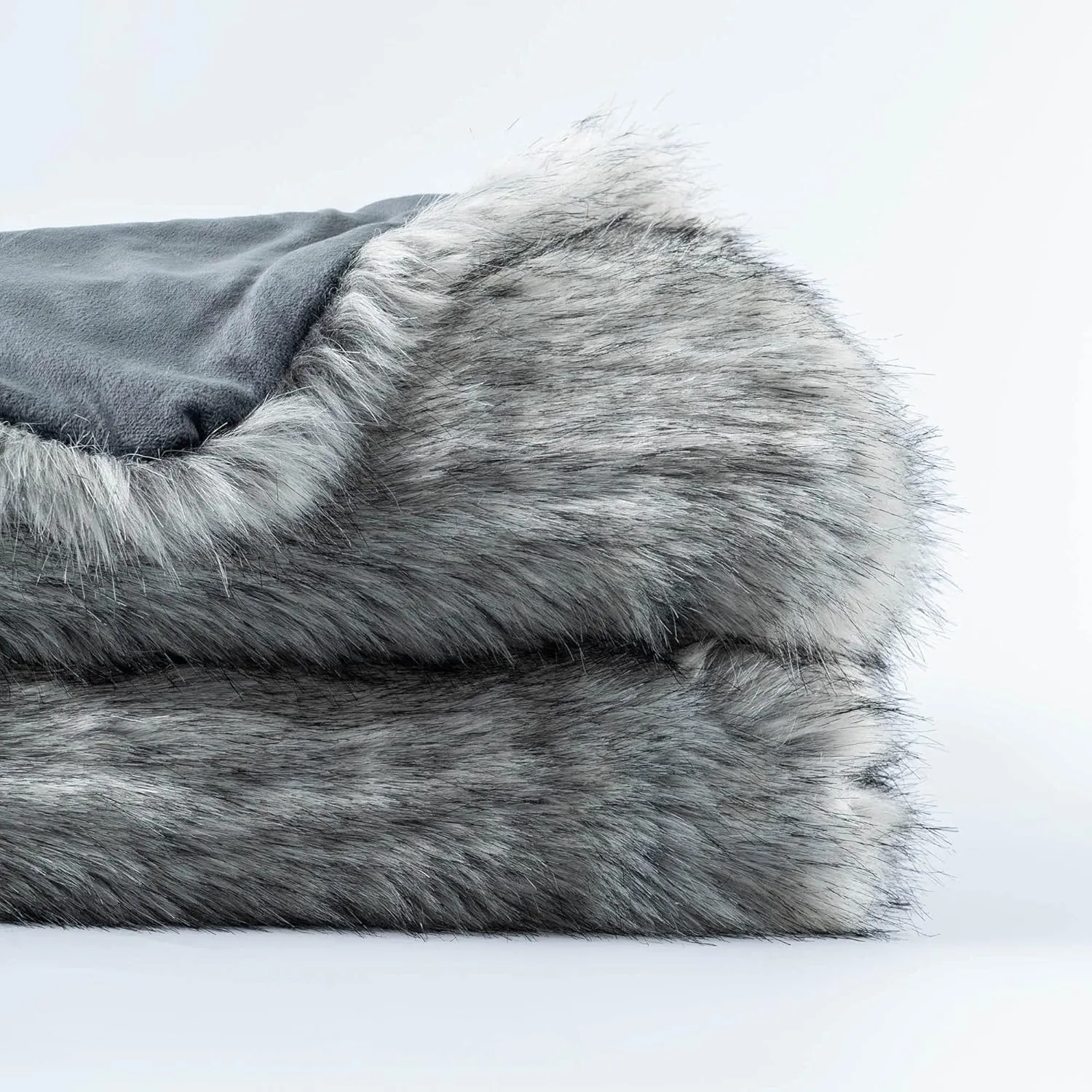 BATTILO HOME Silver Grey Faux Fur Throw Blanket for Couch, Bed, Fake Fur Blankets & Throws, Thick Warm Heavy Fluffy Fuzzy Elegant Furry Blanket Long Pile with Black Tips, 50"x60"