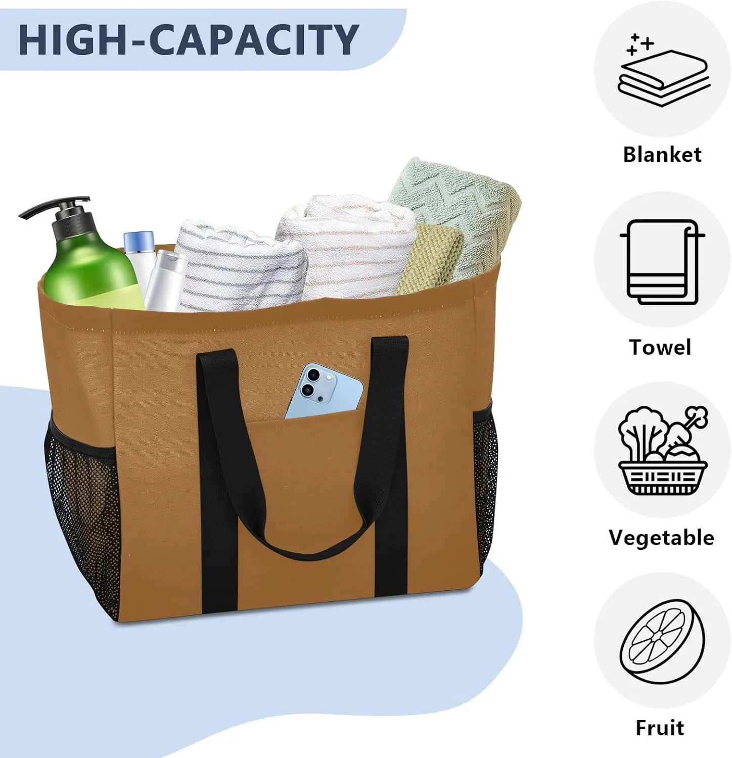 Beach Bag for Women Beige Large Canvas Tote Bag Sandproof Pool Bags with Pocket for Pool Travel Gym Beach