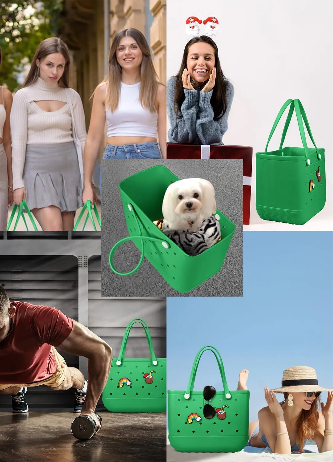 Beach Bag Rubber Tote Bag - Waterproof Travel Bag for Women Washable Tote Bag Handbag for Sports Beach Market Pool