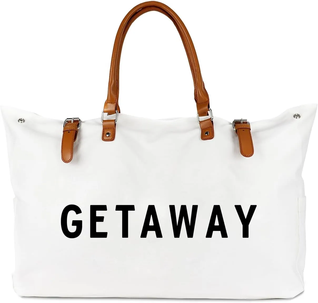 Beach Bag with Vegan Leather Handle, Extra Large Beach Bag for Women Waterproof Sandproof, White