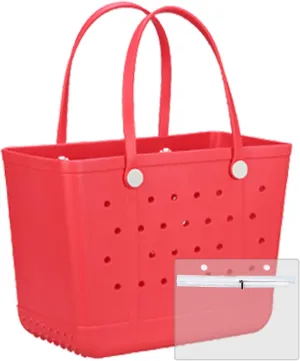Beach Bag，Rubber Tote Bag ，Washable Tote for Boat Pool Sports Gym (RED, X-Large)