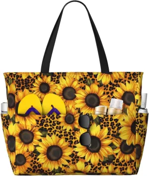 Beach Tote Bag for Women Foldable Waterproof and Sandproof Tote Bag with Zipper Print Beach Bag Large Travel Bag