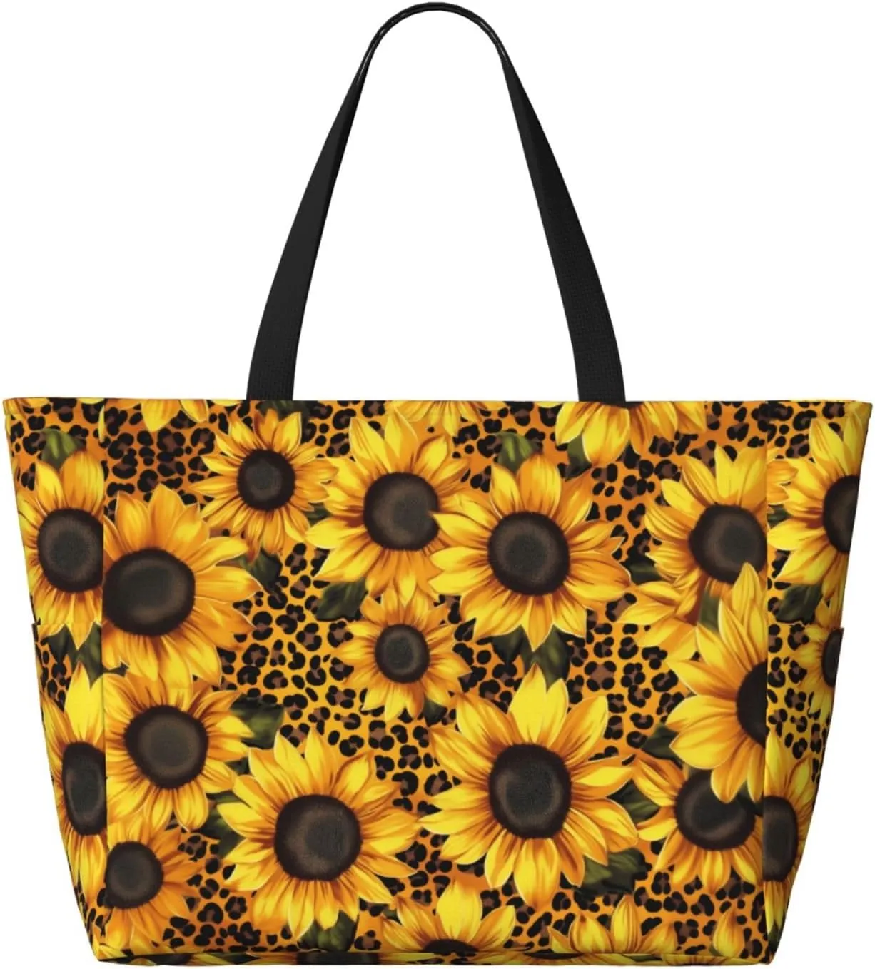 Beach Tote Bag for Women Foldable Waterproof and Sandproof Tote Bag with Zipper Print Beach Bag Large Travel Bag