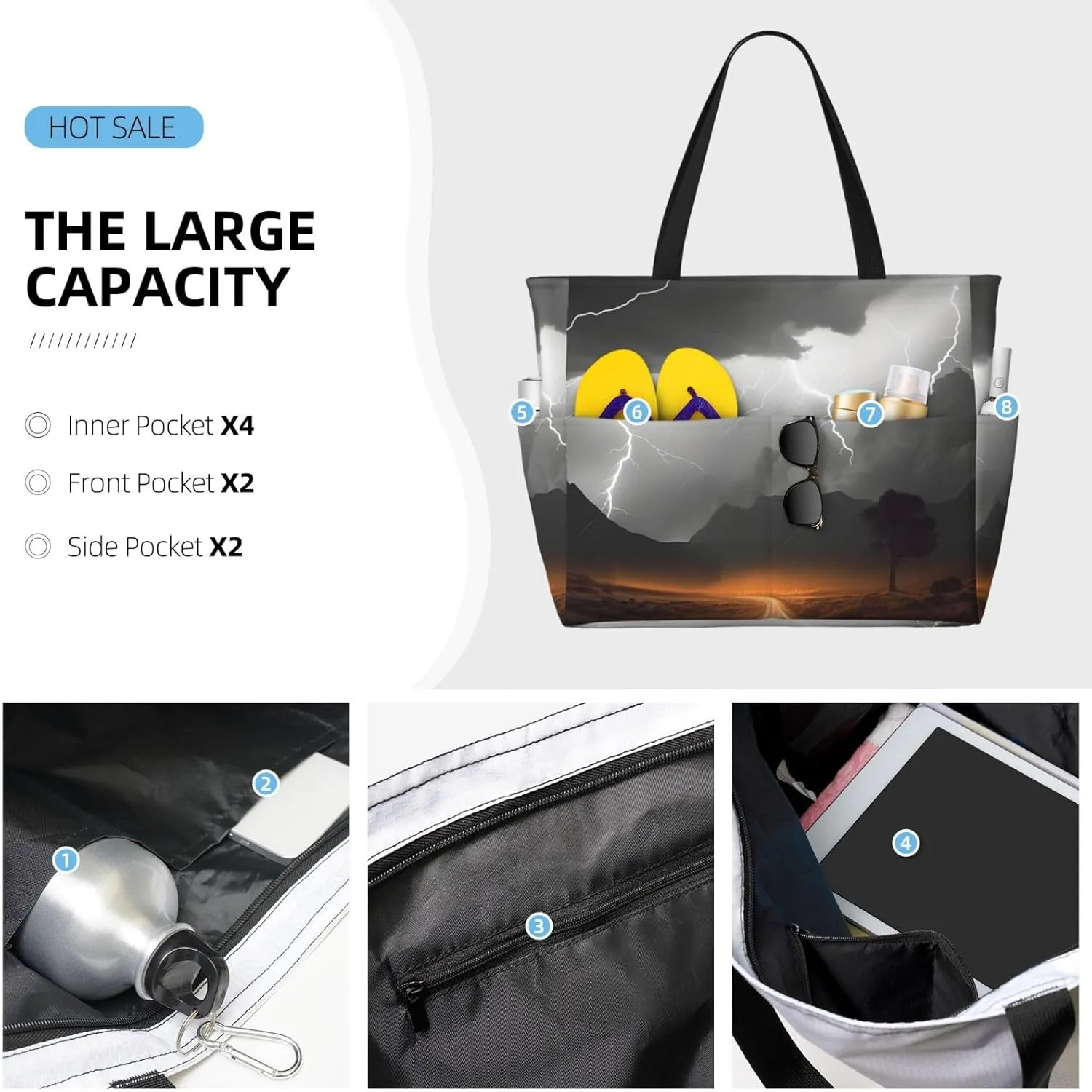 Beach Tote Bag for Women Oversized Travel Weekender Bags Underwater Turtle Waterproof Pool Bag Beach Accessories