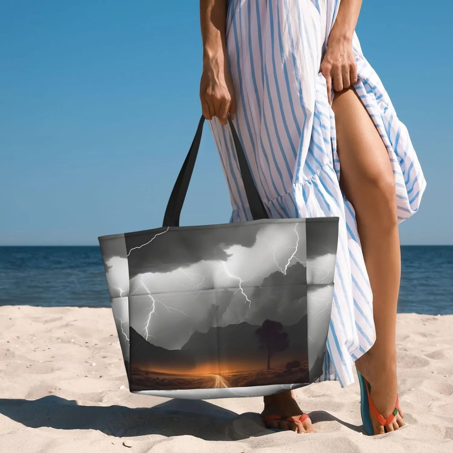 Beach Tote Bag for Women Oversized Travel Weekender Bags Underwater Turtle Waterproof Pool Bag Beach Accessories